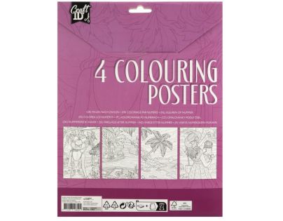 Craft Creative Vymaľovánky 4 obrázky a 10 pasteliek A4 růžové balení