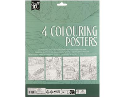 Craft Creative Vymaľovánky 4 obrázky a 10 pasteliek A4 zelené balení
