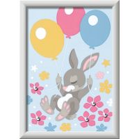 CreArt Lietajúci zajačik s balónikmi s trblietavými kamienkami