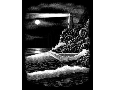 Creatoys Reeves Škrábací obrázek stříbrný 20 x 25 cm - Maják