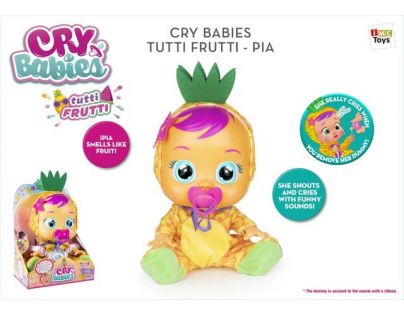 TM Toys Cry Babies Interaktívna bábika 30 cm Tutti Frutti Pia