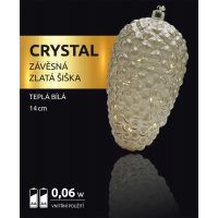 Marimex Crystal Závesná zlatá šiška 14 cm 2