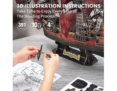 Cubicfun 3D Puzzle Plachetnica Queen Anne's Revenge 391 dielikov - Poškodený obal