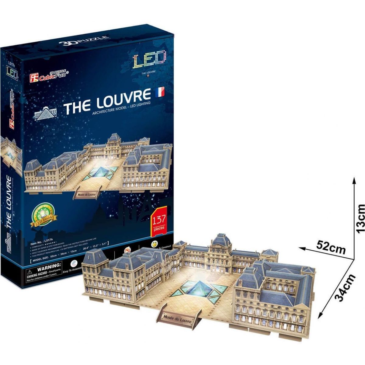 Cubic Fun 3D puzzle Louvre muzeum Paříž LED