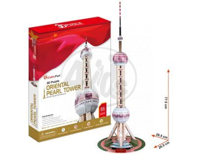 CubicFun 17C105 - Puzzle 3D Tv věž Oriental Pearl - 85 dílků