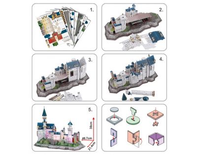 CUBIC FUN 3D puzzle Zámok Neuschwanstein Led 128 ks