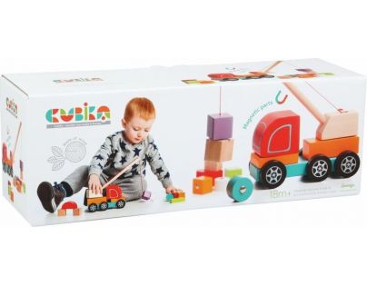 Cubik Autožeriav s magnetom drevená skladačka