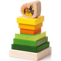 Cubika Drevená skladačka Farebná pyramída sa sliepočkou 8 dielov 3