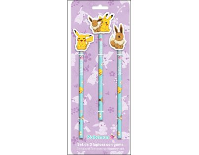 CyP Brands Pokémon Sada 3 ceruziek s tvarovaným gumovým topperom kolekcia Flowers