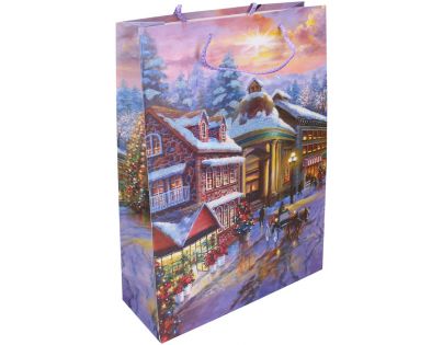 Darčeková taška L 30 x 44 x 12 cm Vianoce námestí