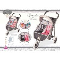 DeCueavas Skládací kočárek tříkolový pro dvojčata panenky Reborn 2018 5
