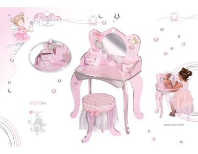 DeCuevas 55534A Drevený toaletný stolík so zrkadlom a drevenou stoličkou Magic Maria - Poškodený obal