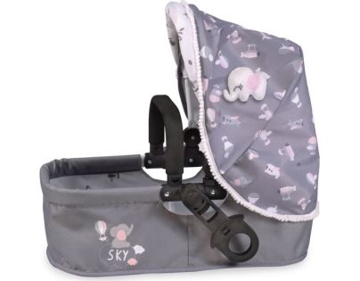DeCuevas 80335 Skladací kočík pre dvojičky bábiky 3 v 1 s batôžkom SKY 2020 - 81 cm