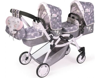 DeCuevas 80335 Skladací kočík pre dvojičky bábiky 3 v 1 s batôžkom SKY 2020 - 81 cm