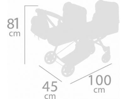 DeCuevas 80335 Skladací kočík pre dvojičky bábiky 3 v 1 s batôžkom SKY 2020 - 81 cm