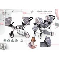 DeCuevas 80335 Skladací kočík pre dvojičky bábiky 3 v 1 s batôžkom SKY 2020 - 81 cm 4