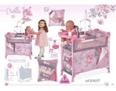 DeCuevas Postýlka pro panenky s 5 funkčními doplňky Maria 2017