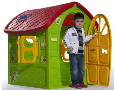 Detský domček na záhradu s obrázkami zelený