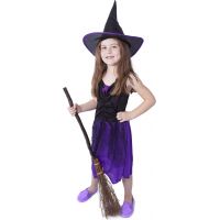 Rappa Detský kostým Čarodejnica s klobúkom fialové veľ. 104 - 116 cm