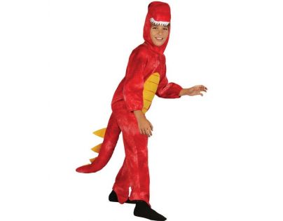 Detský kostým na karneval Dinosaurus červený 120 - 130 cm