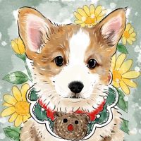 Diamantové maľovanie - Kreslený psík 20 x 20 cm