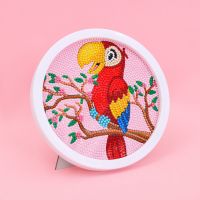 Diamantové maľovanie s rámom - Kreslený papagáj ara 17 cm