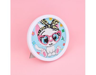 Sparkys Diamantové maľovanie s rámom Kreslené biele mačiatko 17 cm