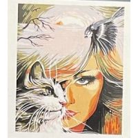 Creatoys Diamantový obrázok Dievča s mačkou 30 x 40 cm