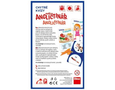 Dino Chytré Kvízy Malý Angličtinár náučná hra CZ a SK verzia