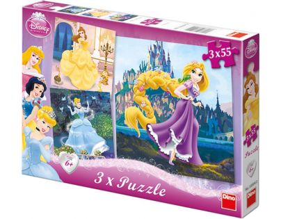 Dino Dětské puzzle 3v1 Disney Princezny 3 x 55 dílků