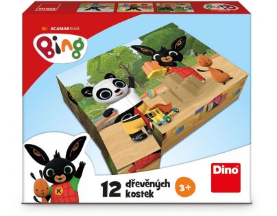 Dino Drevené kocky Bing 12 kociek