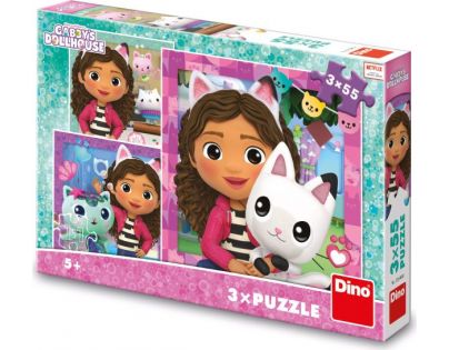 Dino Gabby's Dollhouse a kamaráti 3 x 55 dielikov Puzzle
