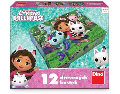 Dino Gabby's Dollhouse Drevené licenčné kocky 12 dielikov