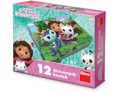 Dino Gabby's Dollhouse Drevené licenčné kocky 12 dielikov
