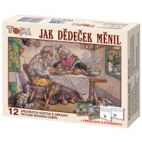 Dino Jak dědeček měnil dřevěné kostky 12 dílků s leporelem Dino Jak dědeček měnil dřevěné kostky 12 dílků s leporelem
