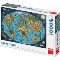 Dino Puzzle Kreslená mapa sveta 1000 dielikov 2