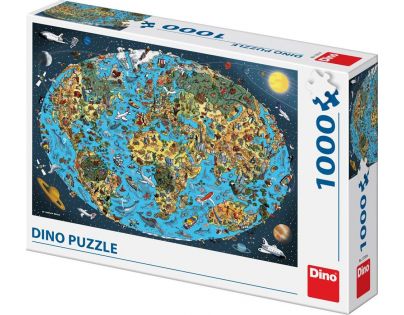 Dino Puzzle Kreslená mapa sveta 1000 dielikov