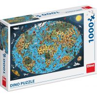 Dino Puzzle Kreslená mapa sveta 1000 dielikov 3