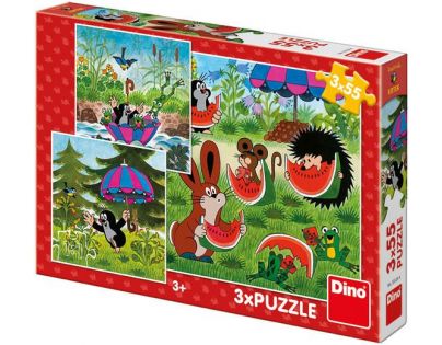 Dino Puzzle Krtko a dáždnik 3 x 55 dielikov