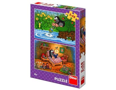Dino Krtko a perla Puzzle doskové 2 x 48 dílků