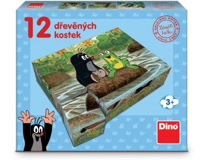 Dino Drevené kocky Krtko a zvieratká 12 ks