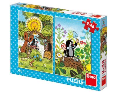 Dino Puzzle Krtko na lúke 2 x 48 dielikov