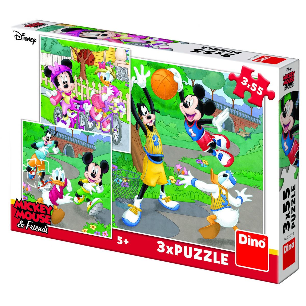 Dino Mickey a Minnie športovci puzzle 3 x 55 dielikov
