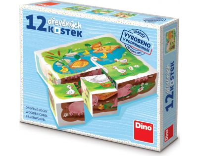 Dino Na farme 12 drevené kocky