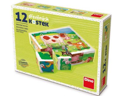 Dino Na Farme drevené kocky 12 ks