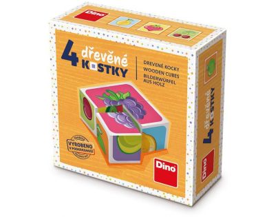 Dino Ovocie drevené kocky 4 ks