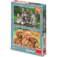 Dino Puzzle Psíkovia a mačičky 2 x 48 dielikov