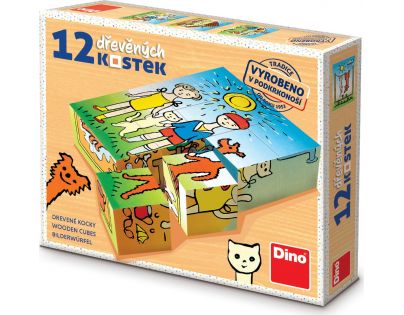 Dino Psík a mačička 12 drevené kocky