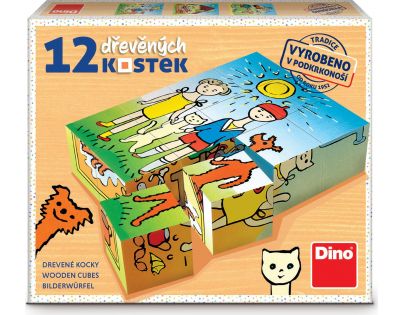 Dino Psík a mačička 12 drevené kocky