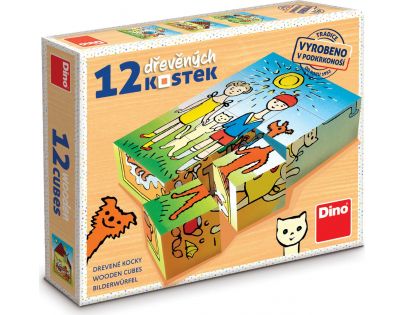 Dino Psík a mačička 12 drevené kocky